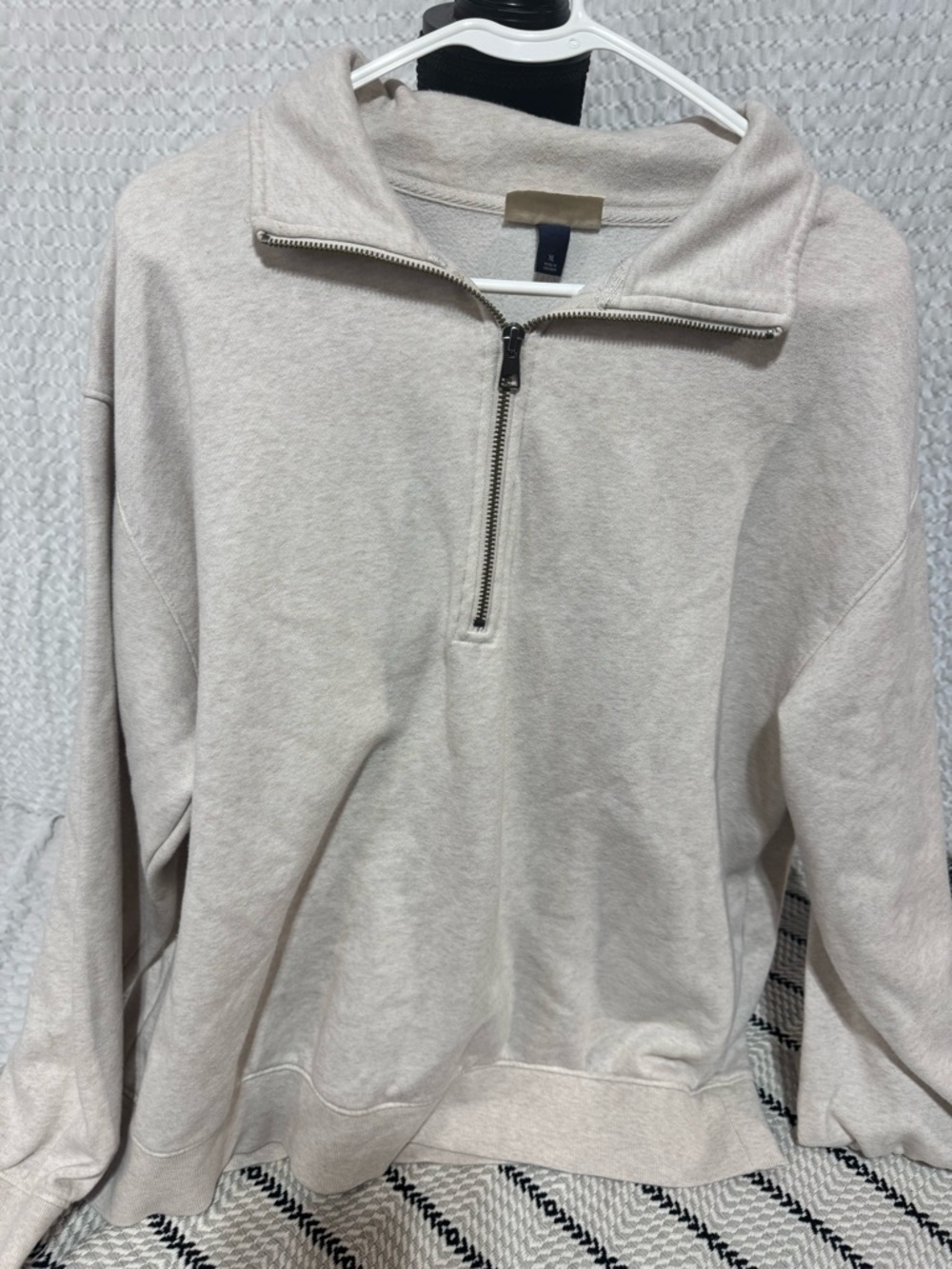 Women’s Quarter-Zip Pullover Sweatshirt - Light Beige
